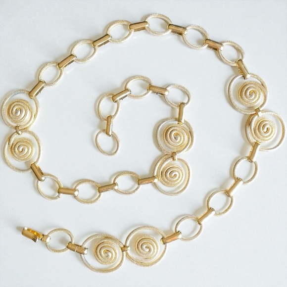 Vintage Byzantine Style Spiral Swirl Linked Sexy Body Chain & Belt in Gold Color - Picture 3 of 9